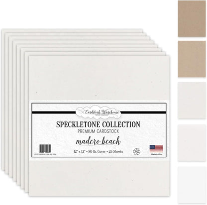 Cardstock Warehouse Speckletone Oatmeal Light Brown Card Stock Paper – 25 Sheets, 8.5 x 11", 80 lb/215 gsm – 100% Recycled, Premium Matte Finish for Cardmaking, Printing, Crafts & DIY Projects
