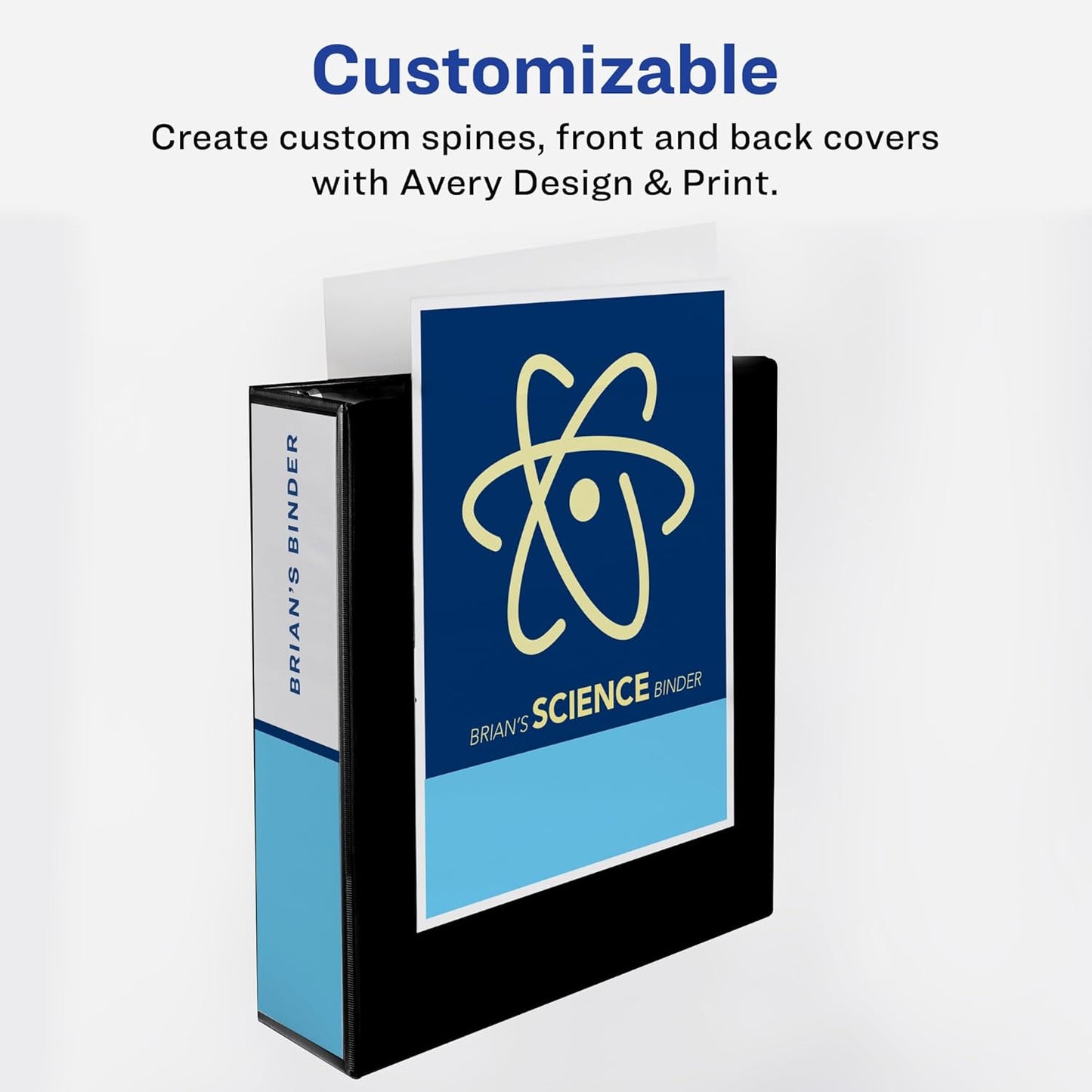 Avery Heavy-Duty View 3 Ring Binder, 1" One Touch Slant Rings, Holds 8.5" x 11" Paper, 1 Black Binder (05300)