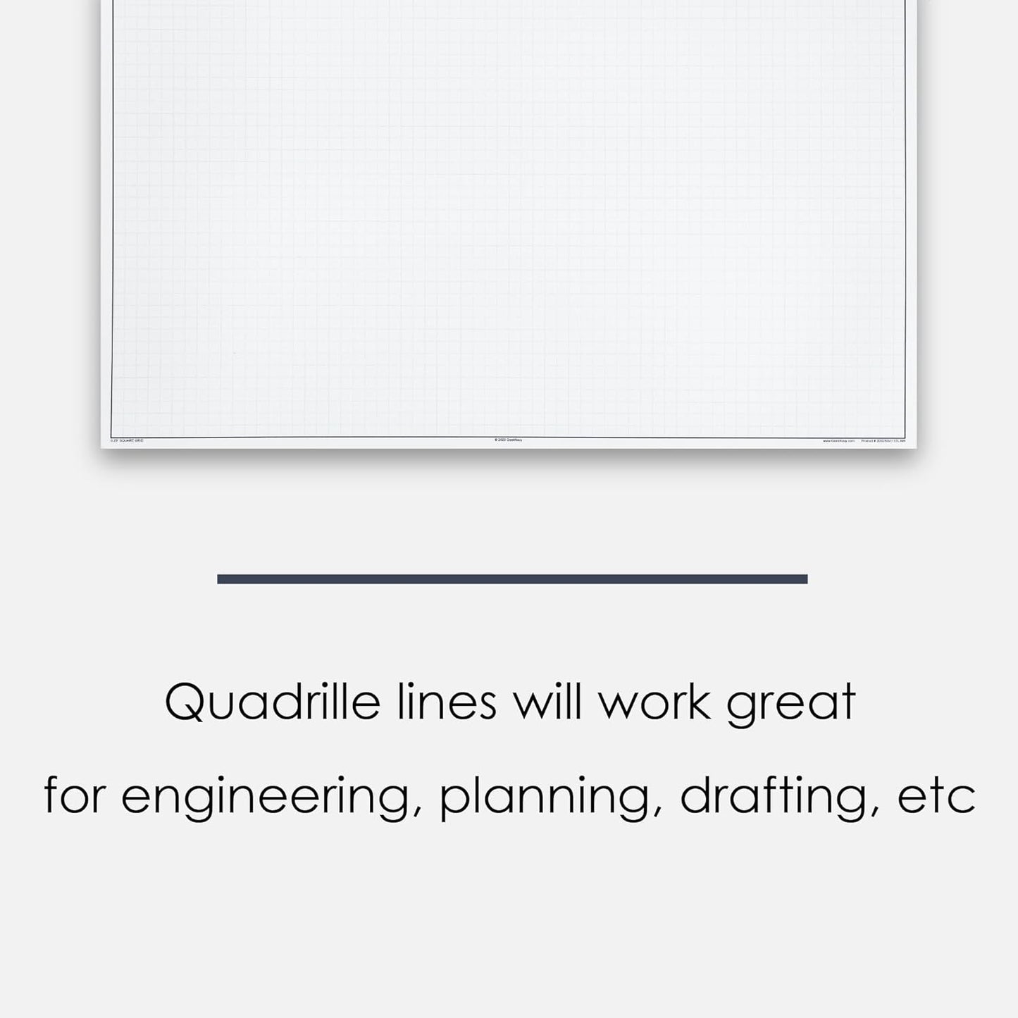GeekNavy 11" x 17" Quadrille Graph Paper 50 Sheets Landscape - 0.25" 4x4 Square Grid, Blueprint, High Brightness, Border-Outlined, Large Drafting (1-Pack)