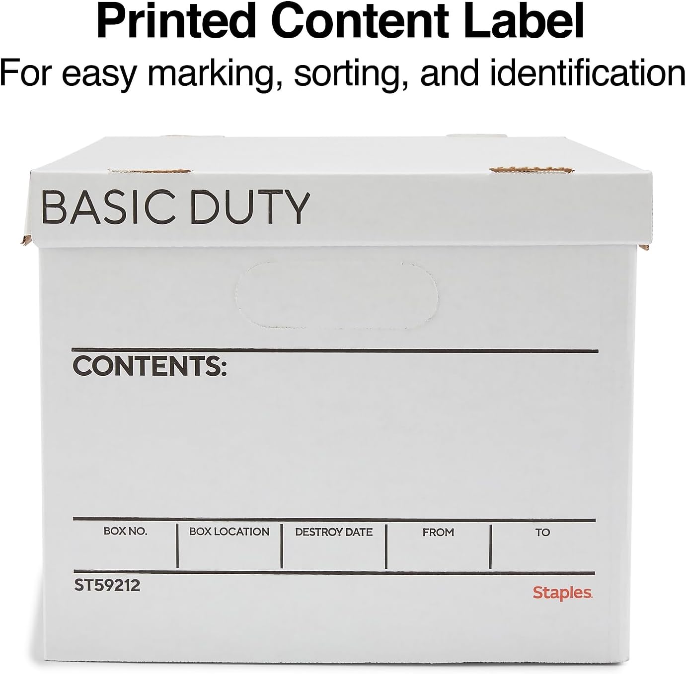 STAPLES Corrugated File Box Lift Off Lid, Letter/Legal Size, White/Black, 10/Pack