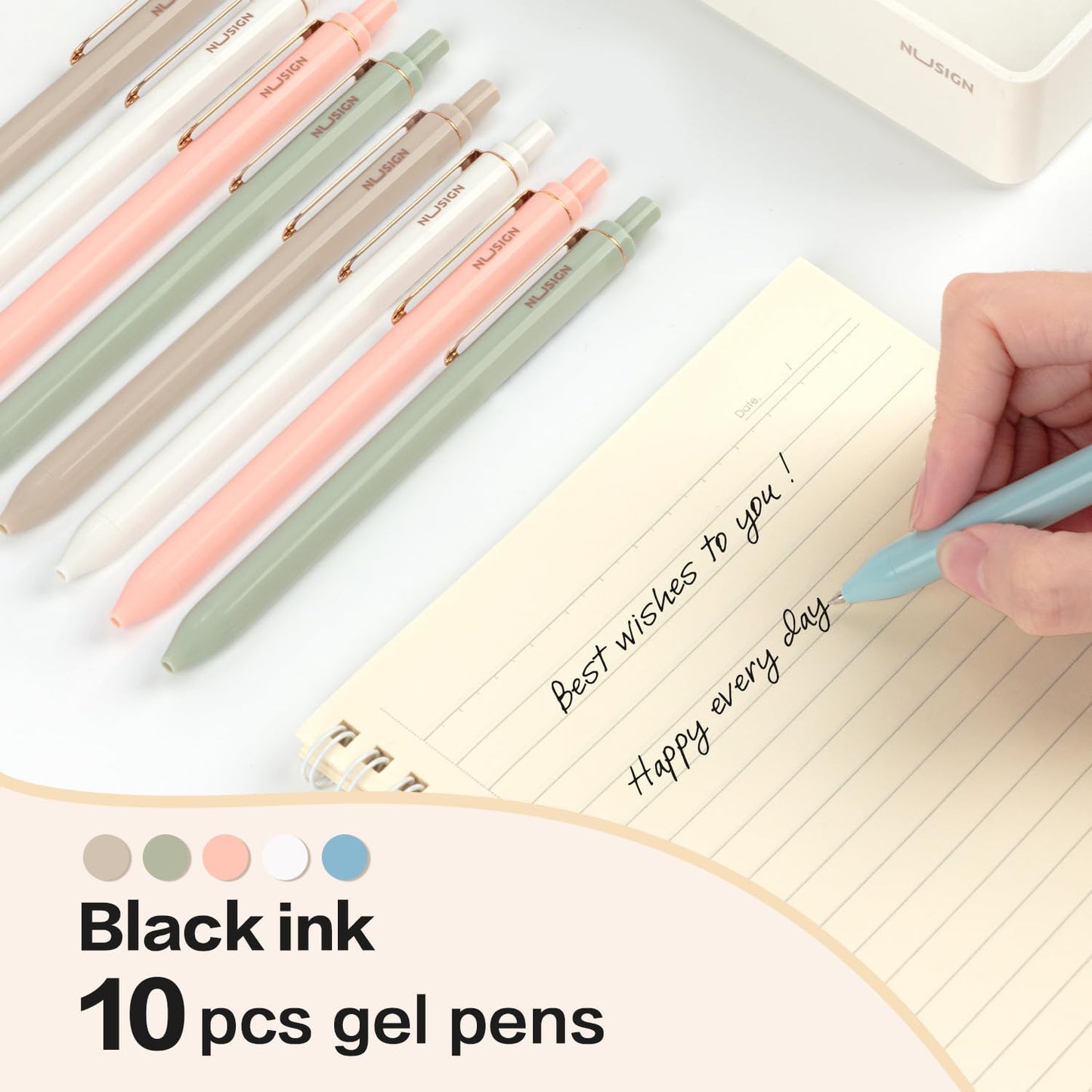 NUSIGN Gel Pens, 5 Pcs 0.5mm Retractable Quick Dry Black Ink Fine Point Rolling Ball Gel Pen, Smooth Writing No Bleed for Journaling Note Taking, Home School Office Supplies