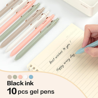 NUSIGN Gel Pens, 5 Pcs 0.5mm Retractable Quick Dry Black Ink Fine Point Rolling Ball Gel Pen, Smooth Writing No Bleed for Journaling Note Taking, Home School Office Supplies