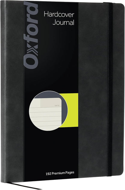 Oxford Journal, Lined Writing Notebook, Writer's Journal, Classic Notebook for School or Office, 192 Pages, 7.5" x 9.5", Hardcover, Black (75506)