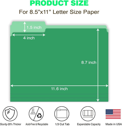 Manilla Folders 8.5 x 11 File Folders Letter Size Manila Folder with 1/3 Cut Tab 100 Pack Paper Folders for Office, School, Home, Business Filing Supplies Made in USA