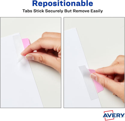 Avery Margin Ultra Tabs, 2.5" x 1", 2-Side Writable, Assorted Pastel Colors, 48 Repositionable Tabs (74867)