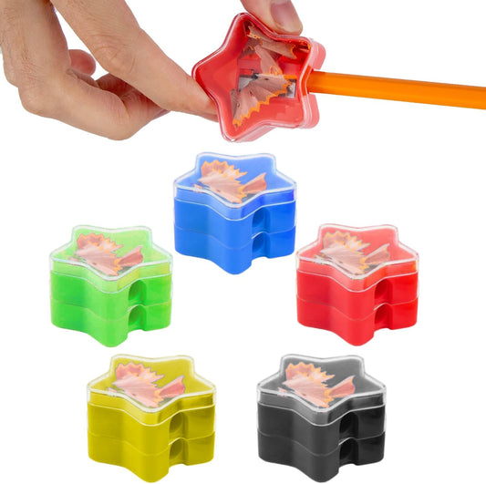 100 Pack Bulk Pencil Sharpeners for Students, Kids | Bulk Star Pencil Sharpeners with Lid, Manual Handheld, for Classroom, Teachers - Use for Colored and #2 Pencils