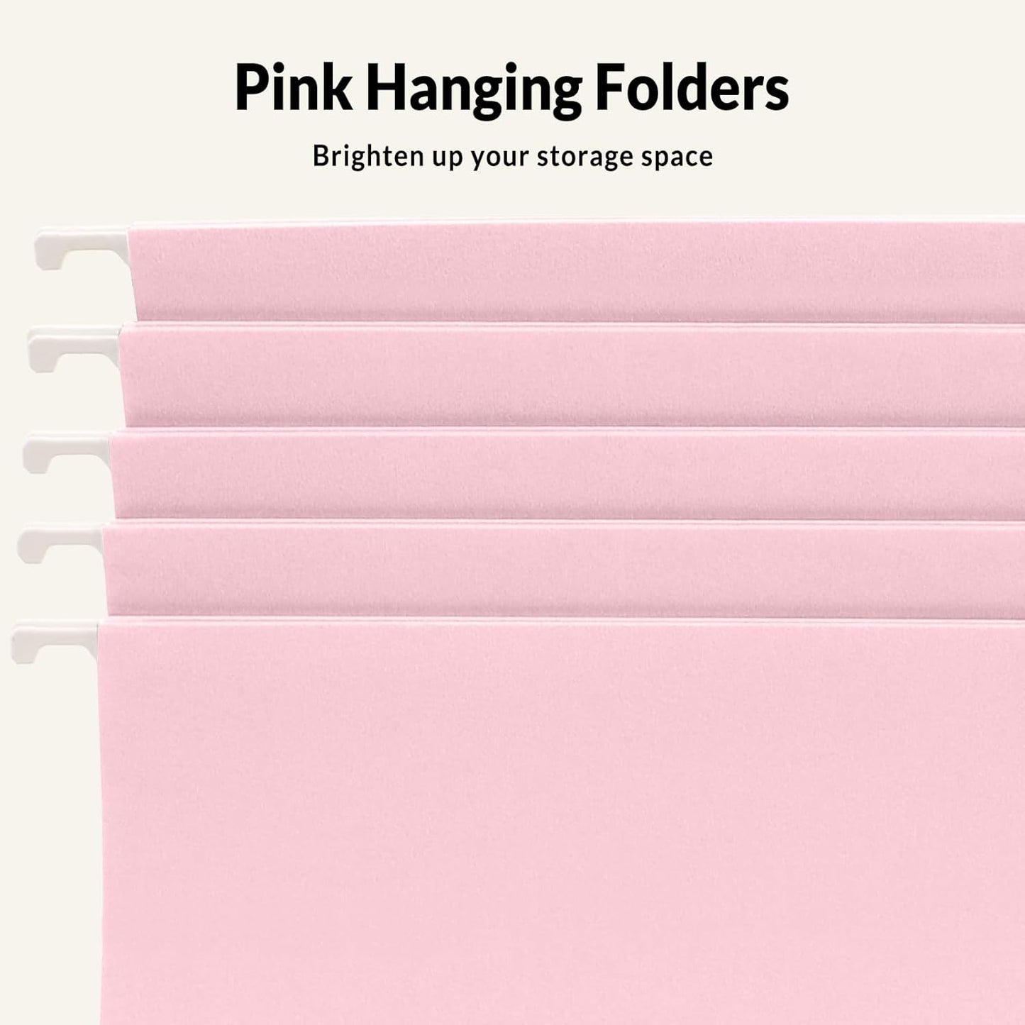 SUNEE Hanging File Folders, 25 Pack Letter Size Hanging File Folders with 1/5-Cut Tabs, Ideal for Home and Office Organization and Papers Classification, Bright Neon Pink