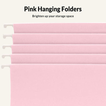 SUNEE Hanging File Folders, 25 Pack Letter Size Hanging File Folders with 1/5-Cut Tabs, Ideal for Home and Office Organization and Papers Classification, Bright Neon Pink
