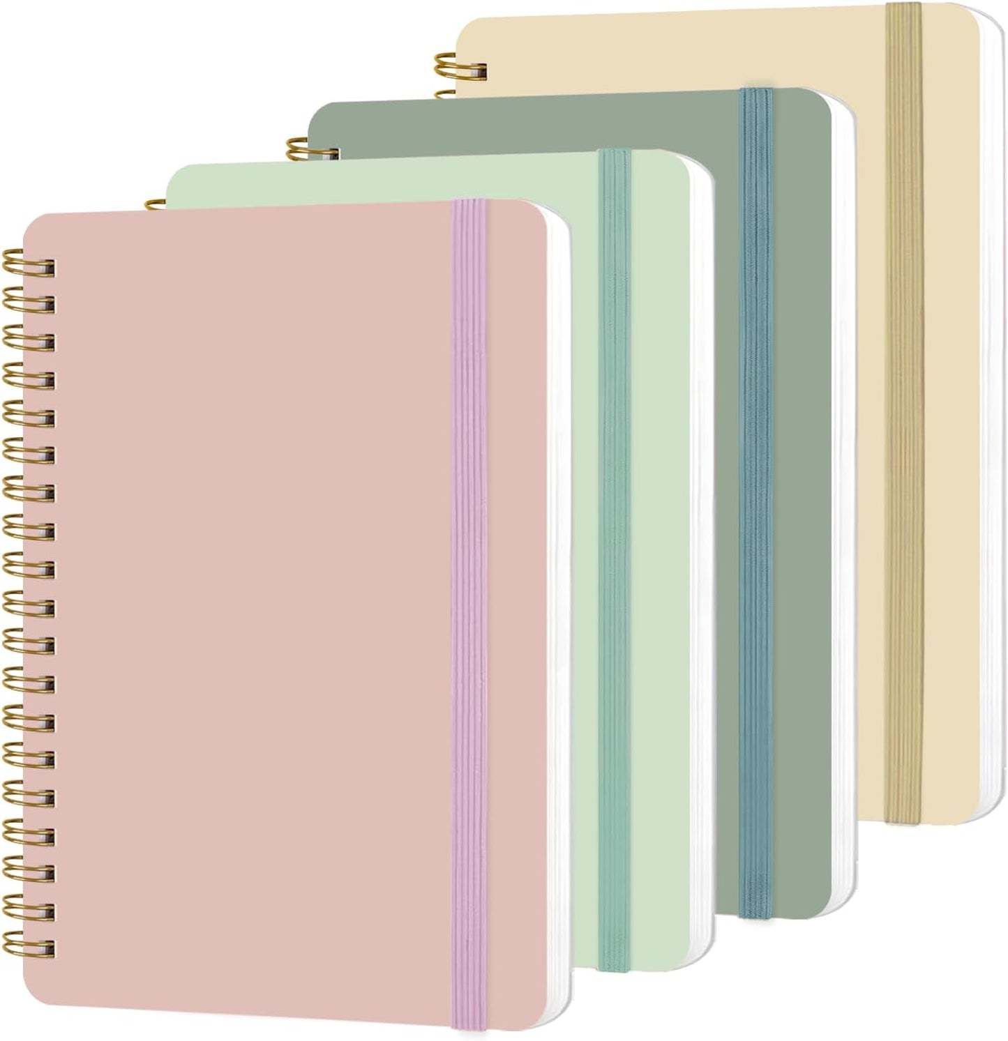 4 PCS Small Spiral Notebook 5x7, Spiral Journal Notebook, Notebooks for Work, Note Taking, School, Small Notebooks 5x7 with Strap, Cute Notebooks for Women 50 Sheets