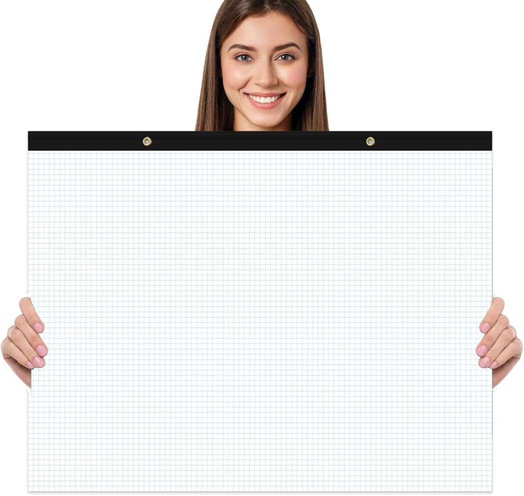 Large Engineering Graph Paper Pad - 22" x 17" Grid Paper Notepad, 4"x4" Blue Grid 50 Sheets/100 Pages Paper for Engineer Architect Designer Mathematician Draftsman