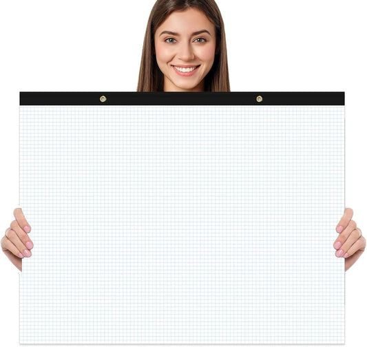 Large Engineering Graph Paper Pad - 22" x 17" Grid Paper Notepad, 4"x4" Blue Grid 50 Sheets/100 Pages Paper for Engineer Architect Designer Mathematician Draftsman