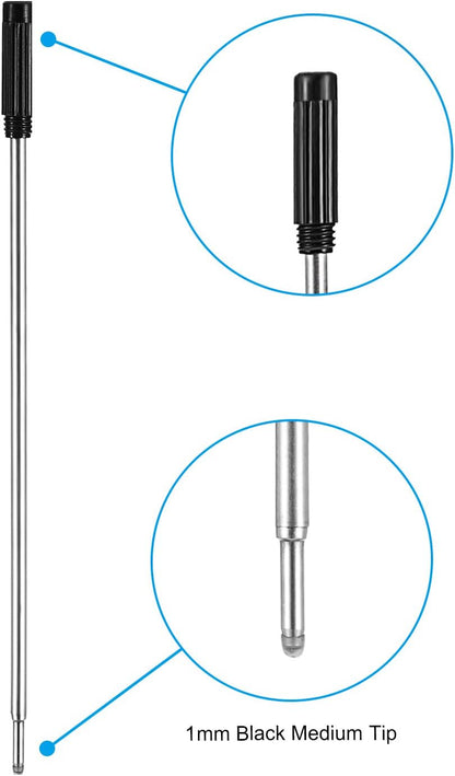 Jovitec 24 Pieces Replaceable Ballpoint Pen Refills Metal Pen Ink Refills Smooth Writing 4.5 Inch (11.6 cm) and 1 mm Medium Tip for Gifts Office(Black and Blue)