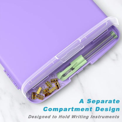 Rimilak Plastic Clipboard with Storage, 8.5 x 11 High Capacity Folio Nursing Case with Pen Holder, Size 14.2 x 9.6 x 1.2″ Folder Side-Opening for Classroom, Teacher, Smooth Writing, Dark Green
