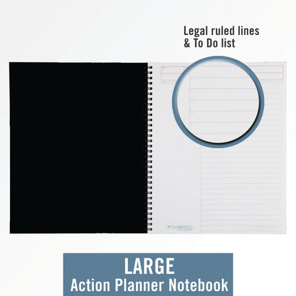 Cambridge Business Notebook, Action Planner, Legal Ruled Paper, 8-1/2" x 11", 80 Sheets, Flexible Soft Touch Cover, Wirebound, Gray (06064)