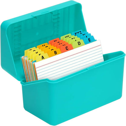 H4D 3x5 Index Card Holder with 100 Heavyweight Ruled Index Cards and 25 Plastic Dividers, Black