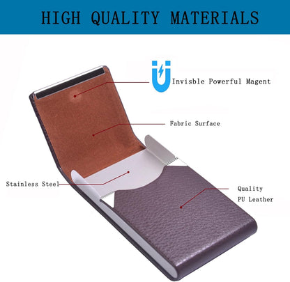 Business Card Holder with Ultra Slim Design,Business Card Case with Premium PU Leather,Suit Pocket Metal Card Holder for Women/Men,Professional Name Card Holder with Magnetic Shut (Black1)