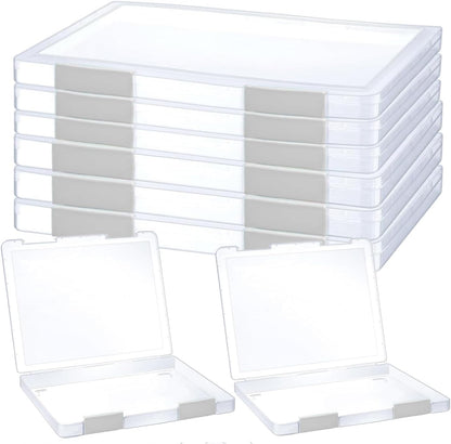 LonlyEagle 6 Pcs Clear A4 File Portable Project Case, Plastic Storage Box for 8.5" x 11" Letter Paper, Scrapbook Paper Storage Boxes Documents Magazines Holder