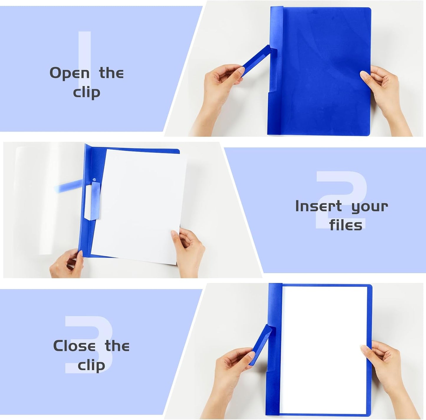 Maitys 25 Pack Durable Clear Report Covers with Rotary Clip 11 x 9 in Letter Size Presentation Folders Transparent Front Cover Portfolio Folder Resume Folder Interview Report Folders (Blue)