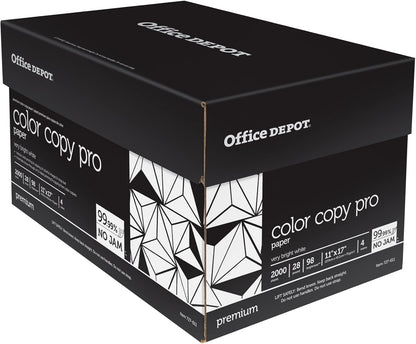 Office Depot Color Copy Paper, 11in. x 17in., 28 Lb, Case Of 4 Reams, 727611