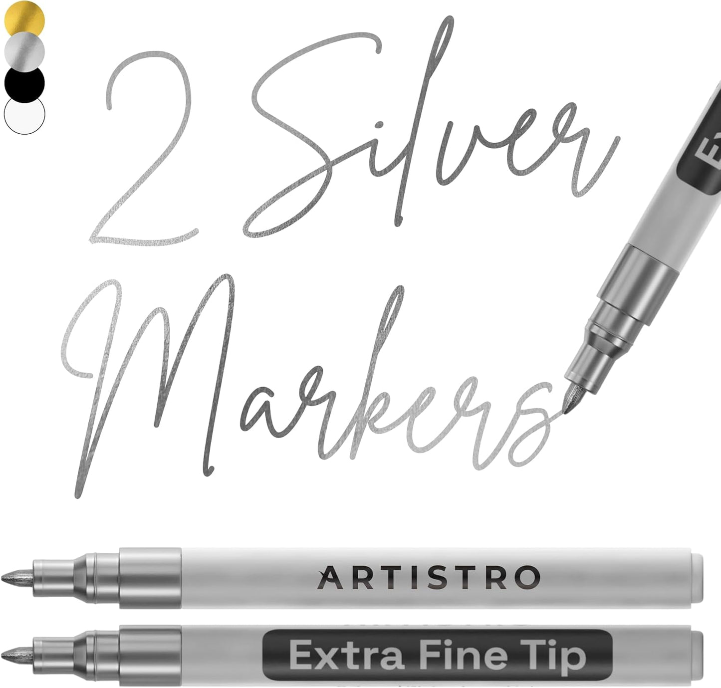 ARTISTRO 2 Gold Acrylic Paint Markers - 0.7mm Extra Fine-Tip Metallic Paint Pens - Perfect for Crafting, Art Projects, & More