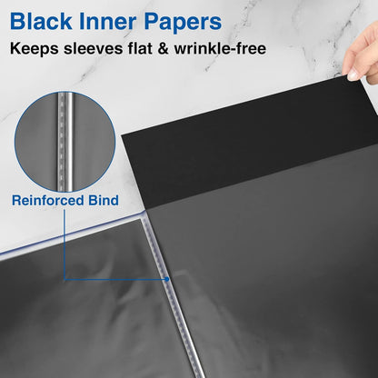 Sooez Art Portfolios 11"x17", Large Portfolio Folder with 30 Pockets & Black Inner Sheets, Display 60 Pages, 11 x 17 Presentation Book for Artwork Storage, Binder with Plastic Sleeves for Artist