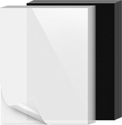 VOKOY 60 Pack 8.5x11 Inches Binding Covers and Backs Set, Letter Size Quality Un-Punched Report Covers, 30 Pcs 10mil Clear Binding Covers 30 Pcs 12mil Black Plastic Covers for Home Office School