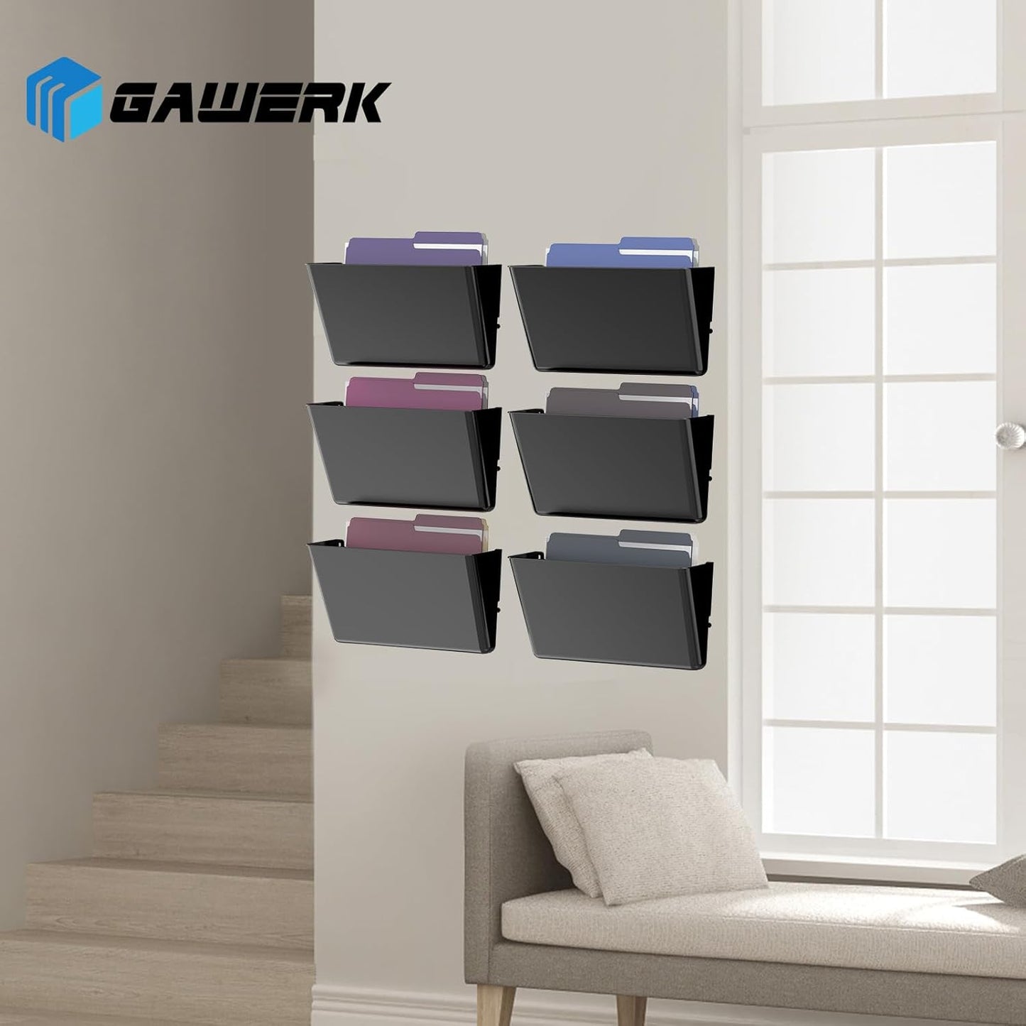 Gawerk Clear Acrylic Single Pocket, Plastic Hanging Wall Mount File Holder for Office Home (Clear, 3 Pack)