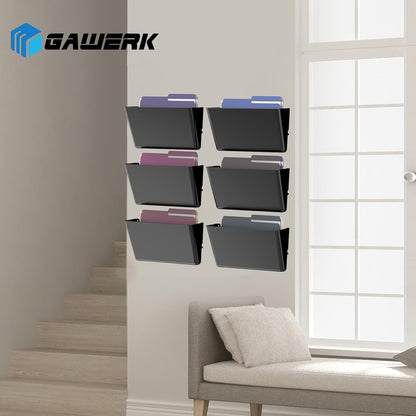 Gawerk Clear Acrylic Single Pocket, Plastic Hanging Wall Mount File Holder for Office Home (Clear, 3 Pack)