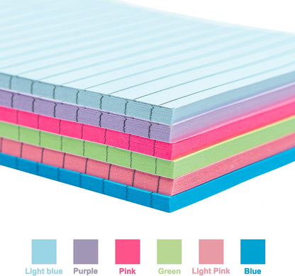 12 Pack Lined Sticky Notes, 3x3 Inch & 4x6 Inch, Ruled Self-Stick Memo Pads, Sticky Notes for Writing, to-Do Lists, Office, School, Home (Neon, 4x6 in)