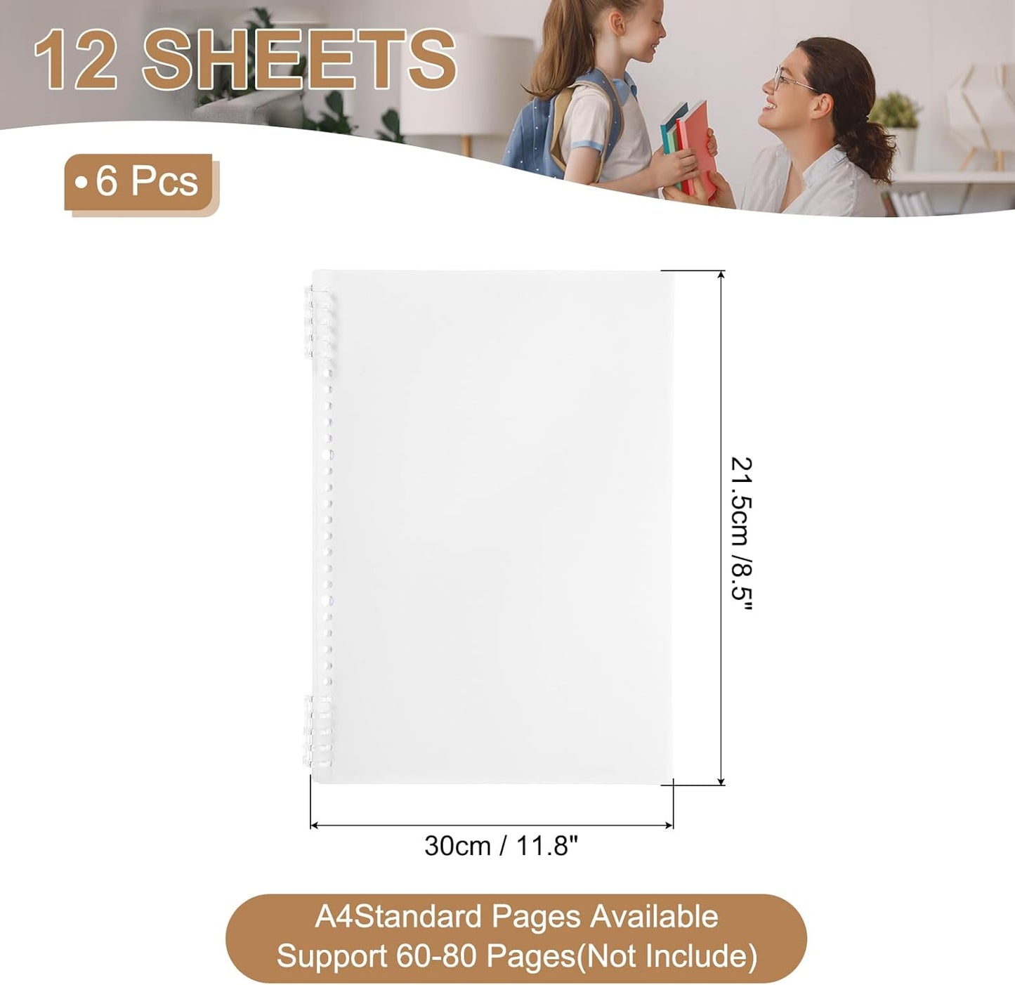 PATIKIL 12 Pack Binding Covers, A5(8.4x5.7 Inch) 22 Mil Plastic Notebook Covers Sheets with Binding Comb for Book Report Presentation, Light Blue