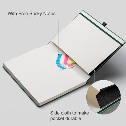 EMSHOI A4 College Ruled Notebook, Large 8.3" x 11.7", 192 Pages 100GSM Ink-Proof Faux Leather Hardcover Lay-Flat Lined Journal for Office School Work Writing, Black