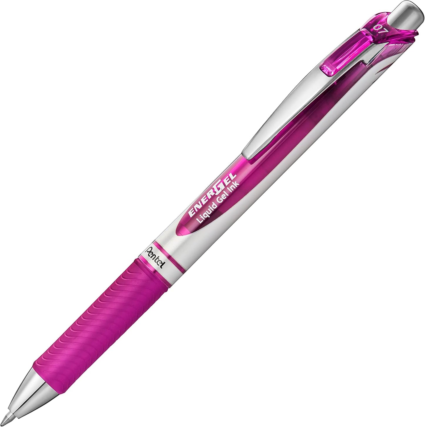 Pentel EnerGel RTX Retractable Liquid Gel Pen, (0.7mm) Medium Line, Metal Tip, Black Ink, Box of 12 (BL77-A)