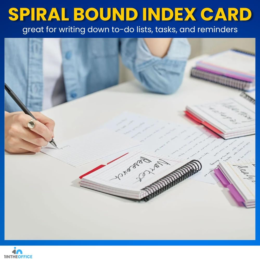 1InTheOffice Index Cards 4 x 6 Ruled, Spiral Bound, 120 White Cards/Spiral (2 PACK)