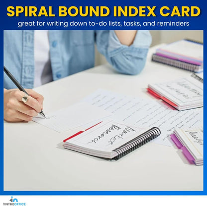 1InTheOffice Index Cards 4 x 6 Ruled, Spiral Bound, 120 White Cards/Spiral (2 PACK)