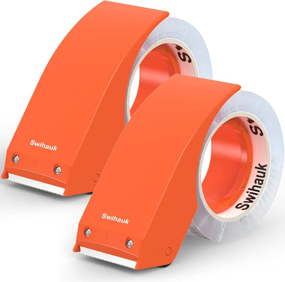 Swihauk 1.88 in x 66.6 YDs Heavy Duty Packing Tape with Dispenser, Strong & Durable Shipping Tape, Packaging Tape, Clear Package Tape for Shipping Moving Storage and Mailing, 1 Roll + 1 Dispenser