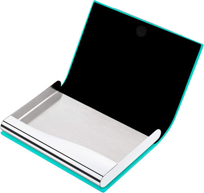 Padike Business Card Holder/ Case Professional PU Leather & Stainless Steel Multi Wallet Credit Card ID Case/Holder for Men & Women. (Black)