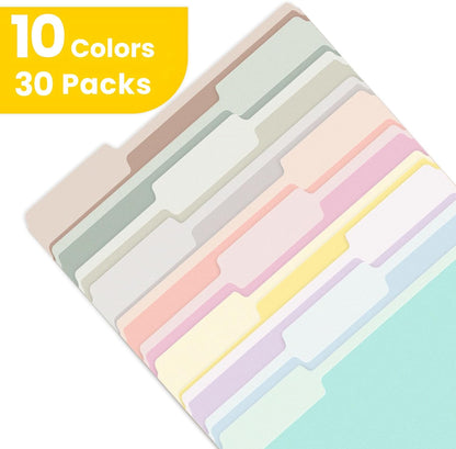 SUNEE File Folders, 30 Pack Manilla Folders 8.5 x 11, 1/3 Cut Tab for Easy Labeling and Organization, Durable Standard Paper for Home, Office, School Filing
