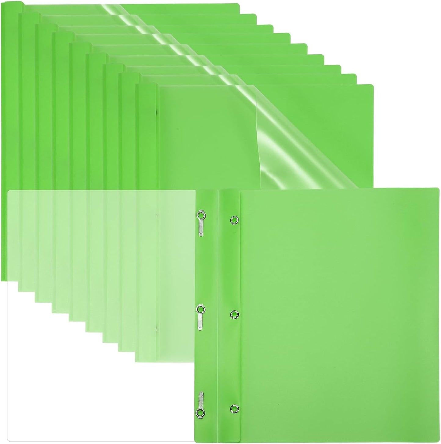 PATIKIL Plastic Report Covers with Prong, 10 Pcs 80 Sheet Clear Front Presentation Binders with 3 Metal Prong Fasteners Report Folder for Resume Documents Files Letter, Grass Green