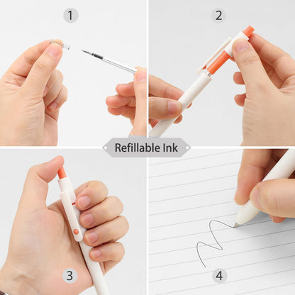 FIOVER 5pcs Gel Pens Quick Dry Ink Pens Fine Point Premium Retractable Rolling Ball Gel Pens Black Ink Smooth Writing for School Office Home