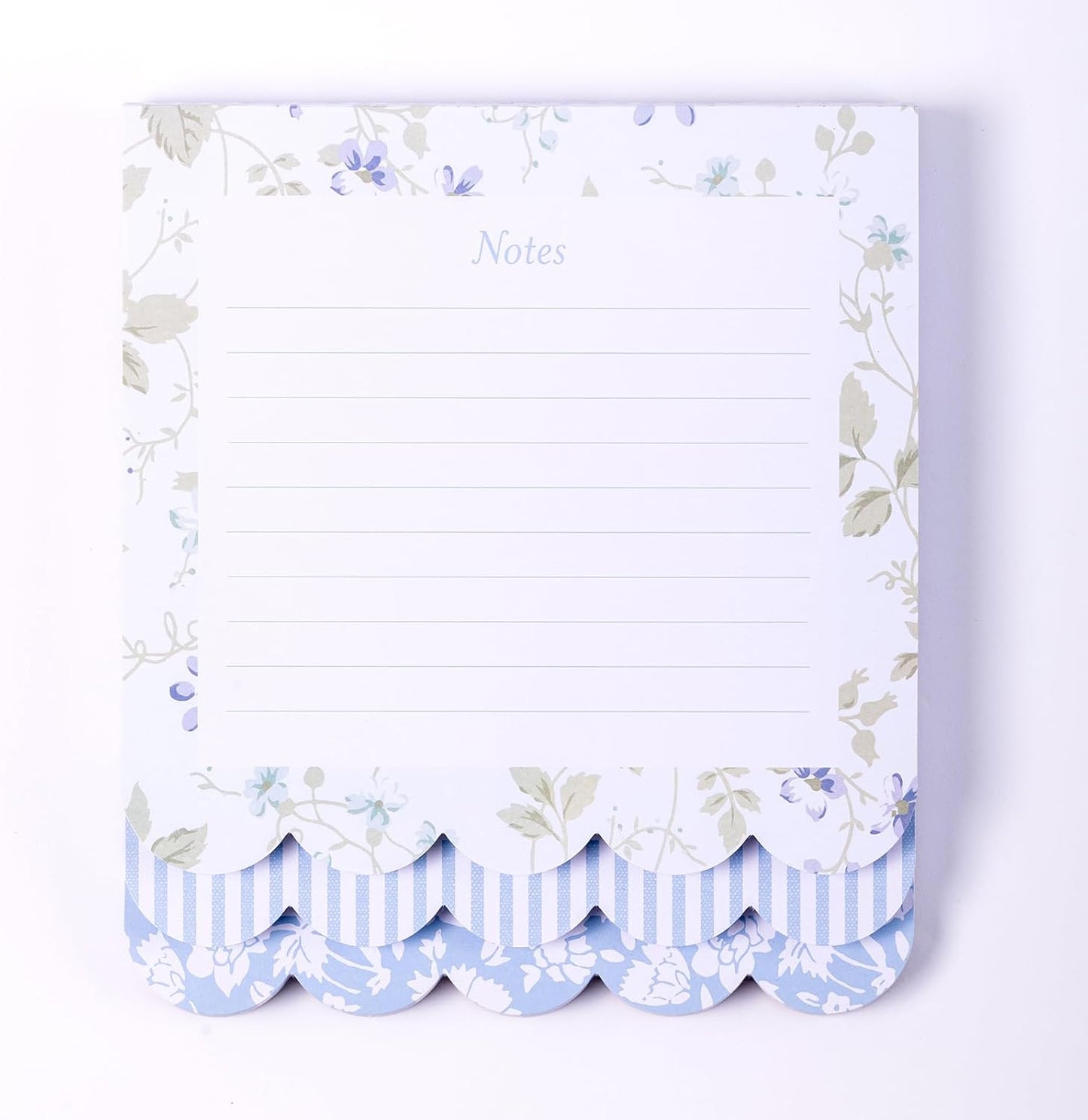 Laura Ashley 3-in-1 Scalloped Edge Layered Notepad – 6.5 x 7.5 Inch Writing Pad with 150 Lined Tear-Off Sheets, Elegant Heirloom Cottage Stationery, Glue-Bound with Sturdy Backboard