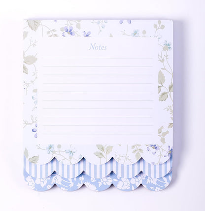 Laura Ashley 3-in-1 Scalloped Edge Layered Notepad – 6.5 x 7.5 Inch Writing Pad with 150 Lined Tear-Off Sheets, Elegant Heirloom Cottage Stationery, Glue-Bound with Sturdy Backboard