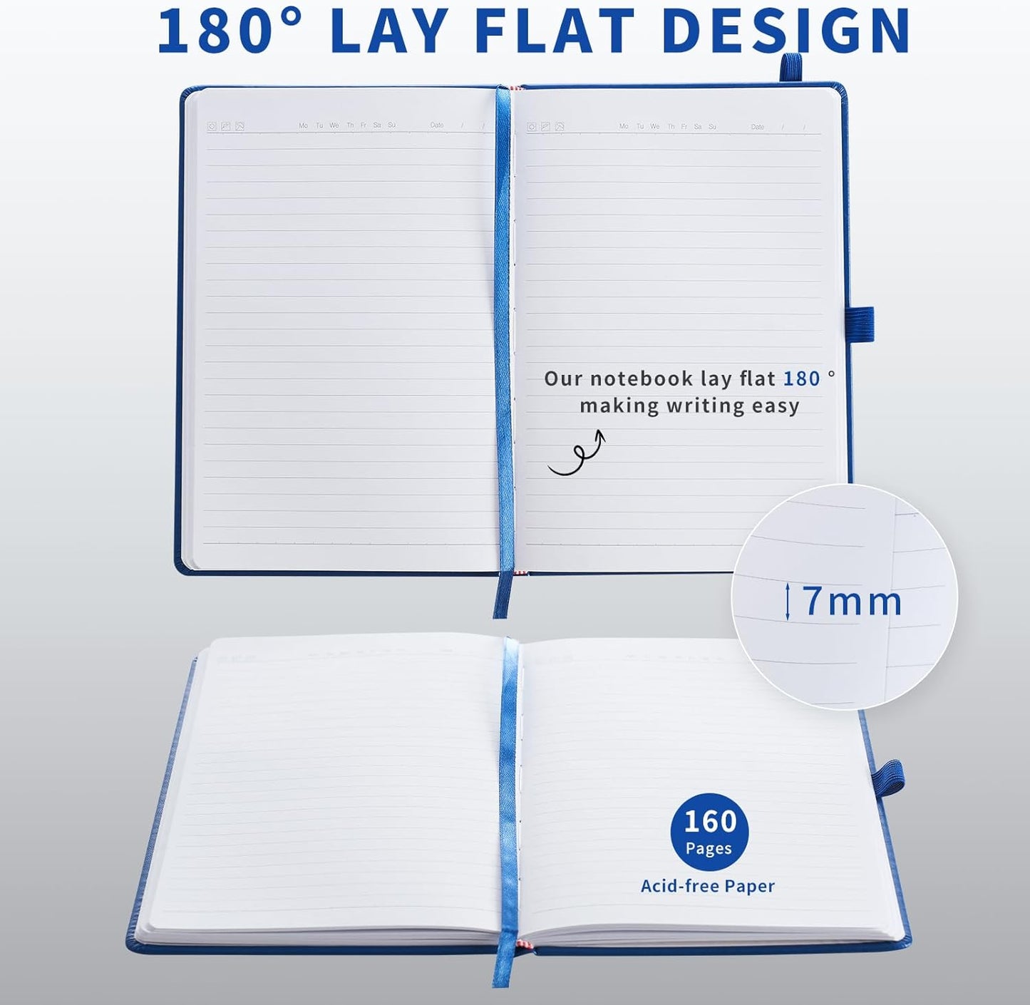 Heture Hardcover Notebooks, A5 Lined Journals Notebook for Writing 160 Pages, 8.2 x 5.5 inch, Classic Ruled Notebooks for College/Work/Travel (Lined-3 Pack, Black)