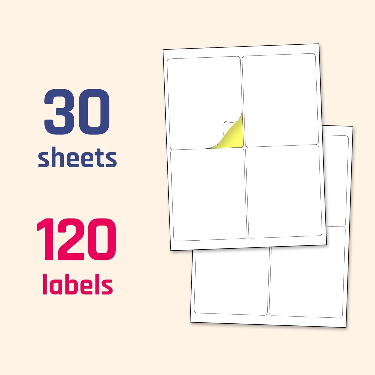 30 Sheets, Printable White Sticker Paper, Laser/Inkjet Printing - Matte, Letter Size (8.5" x 11")
