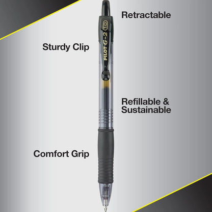 PILOT G2 Premium Refillable & Retractable Rolling Ball Gel Pens, Bold Point, Blue Ink, 12-Pack (31257)