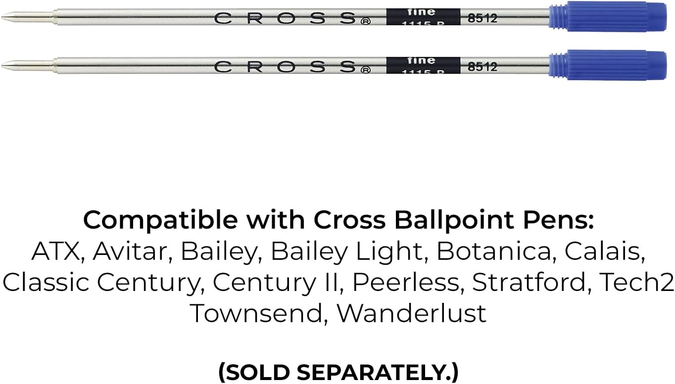 Cross Ballpoint Pen Refill - Blue - Fine - 2-Pack - Refill for Consistent Ink Flow - Quick-Drying &