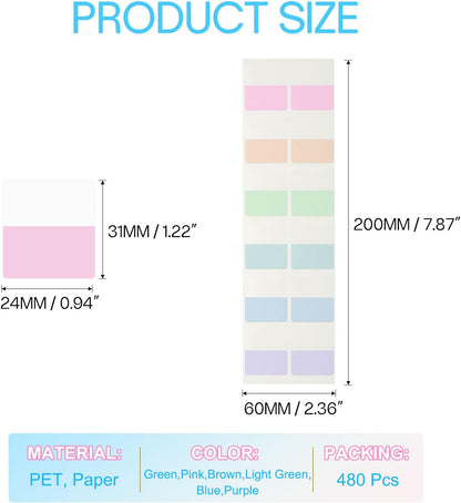 PATIKIL Clear Index Sticky Tabs, 480 Pcs Small Transparent Sticky Notes Bookmarks Planner Stickers Page Tabs for Office Notebooks File Folder Ledger Book, Gradient Pink