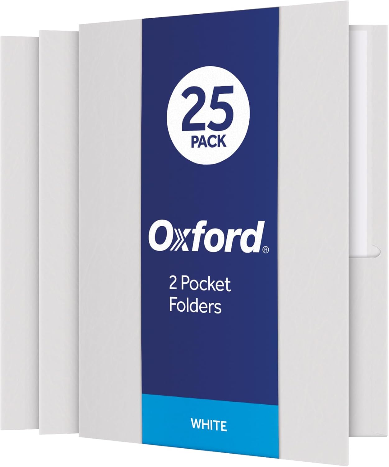 Oxford Twin-Pocket Folders, Textured Paper, Letter Size, Dark Blue, Holds 100 Sheets, Box of 25 (57538EE)