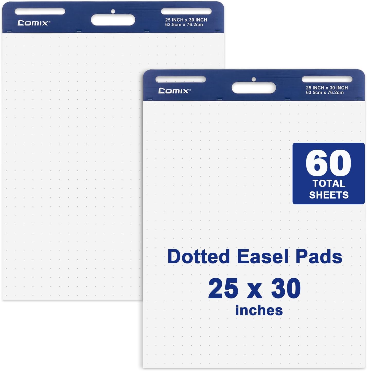 Comix Sticky Easel Pad, 25 x 30 Inches Flip Chart Paper for Teachers, Large Self Stick Easel Paper for Office School Classroom Supplies, 30 Sheets/Pad, 8 Pads/Pack