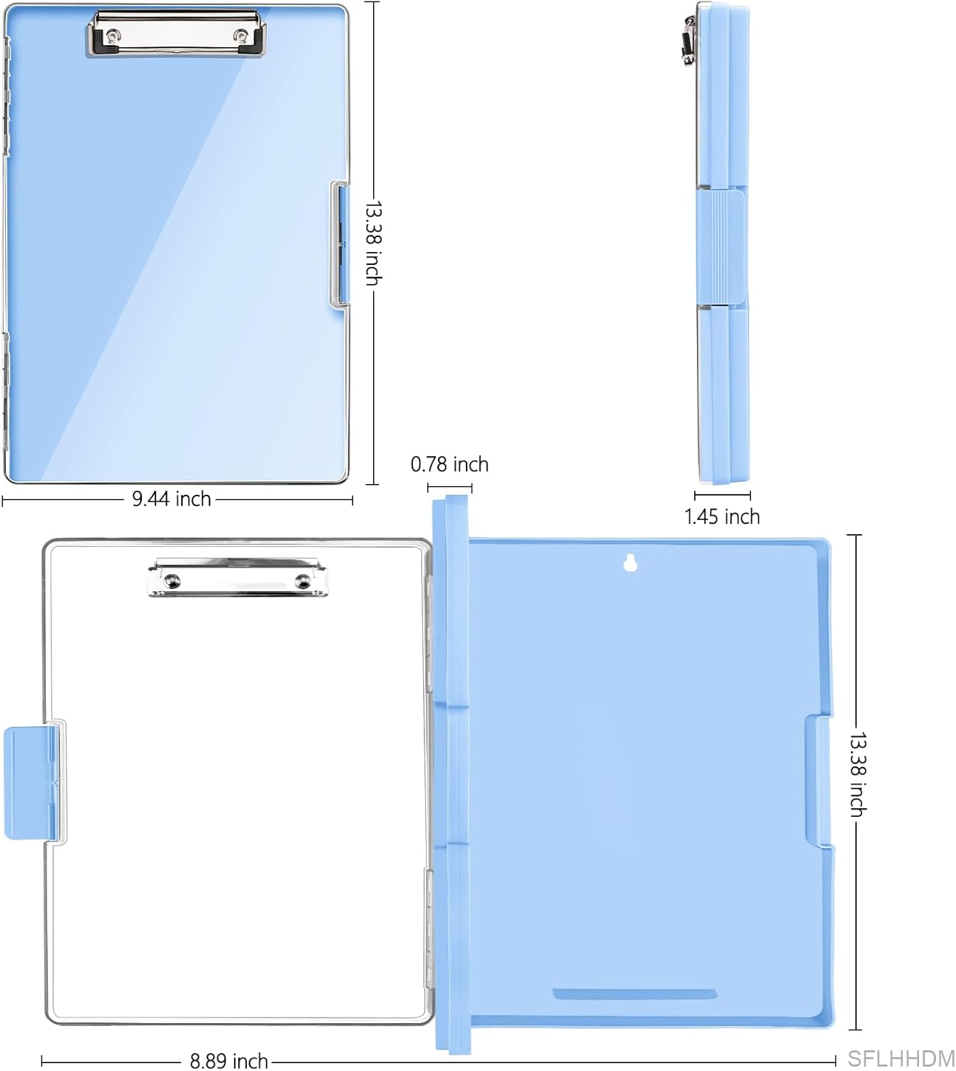 SFLHHDM Clipboard with Storage,Heavy Duty Clip Boards 8.5x11 with 2 Storage Case,Clear Visible Panel Storage Clipboards,Side Opening Nursing Clipboard Folder for Office Supplies-Light Purple