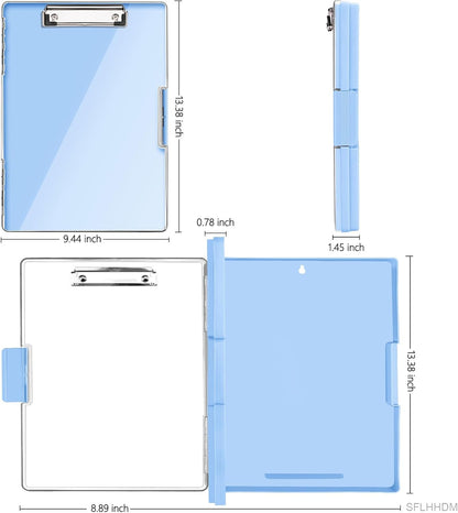 SFLHHDM Clipboard with Storage,Heavy Duty Clip Boards 8.5x11 with 2 Storage Case,Clear Visible Panel Storage Clipboards,Side Opening Nursing Clipboard Folder for Office Supplies-Light Purple